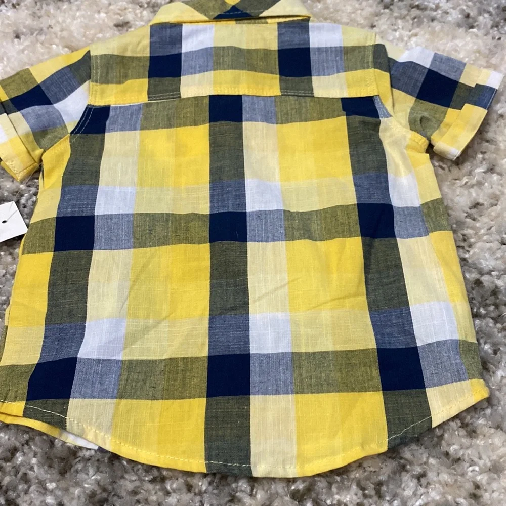 For All Mankind Baby Boy Denim Shorts Button Down Shirt Outfit Set